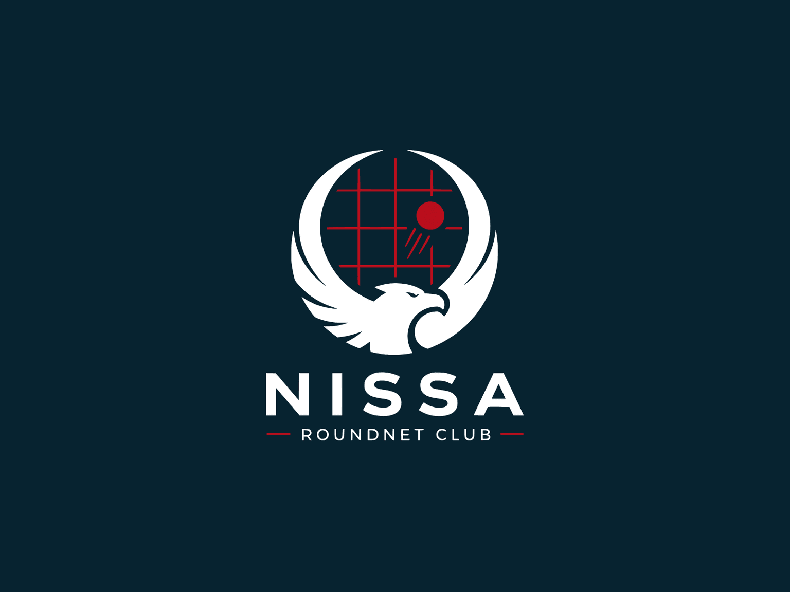 Logo du Nissa Roundnet Club, aigle blanc sur fond bleu marine